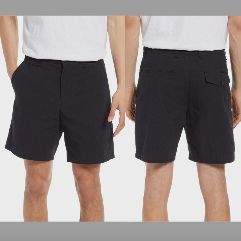 NWT $225 Rag & Bone [ MEN 28 ]‎ Eaton Crinkled Cotton Shorts in Black #5931